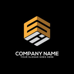 Fototapeta premium GI initial logo name, hexagon vector letter design