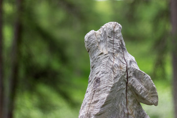 Wooden Sculpture of a Wolf