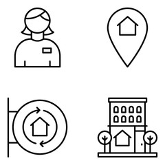 Fototapeta premium Real Estate Vector Line Icon Set