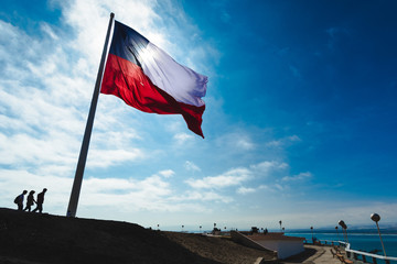 Flag of Chile in the Morro de Arica