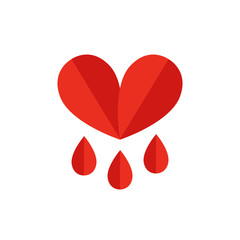 blood drops heart vector icon