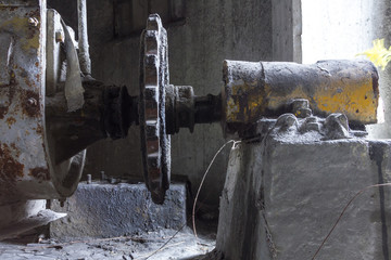 Crust covered gear in an abandoned factory