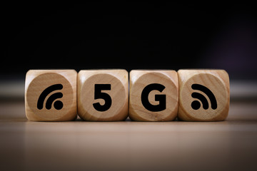 Wooden Blocks With 5G Text