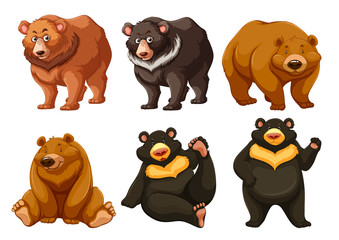 Set of cute bears