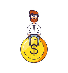 businessman elegant with coin dollar