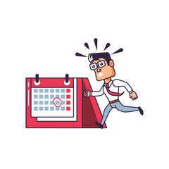 businessman running with calendar reminder