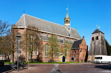 Fototapeta premium Martini church with separate belfry in Sneek, Netherlands