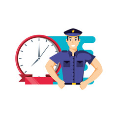 police officer with clock time