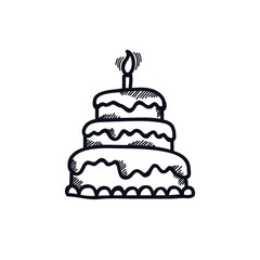 birthday cake doodle icon