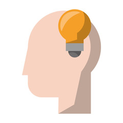 human head with light bulb