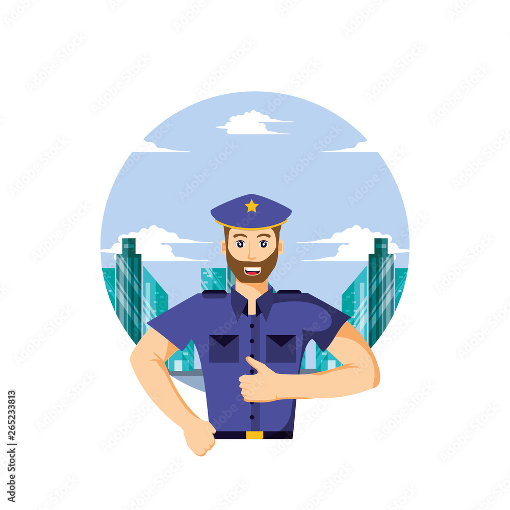 Canvas Prints police officer with cityscape