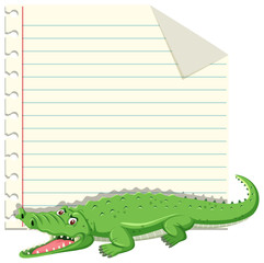 A crocodile on note template