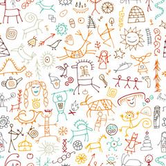 Rock paintings background, seamless pattern for your design