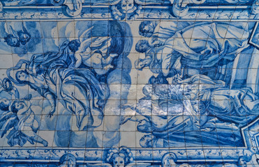 Ancient Portuguese mosaic Azulejo background