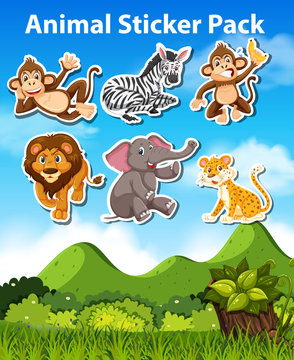 Set of animal sticker