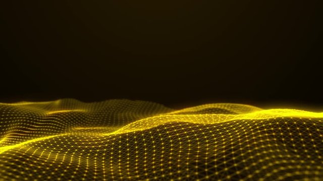 Abstract flowing smooth Plexus fractal waves background. Grid, mesh of dots and lines. Water like seamless loop animation