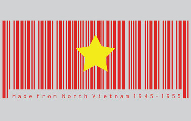 Barcode set the color of North Vietnam 1945 to1955 flag, flag of Democratic Republic of Vietnam yellow star on red.