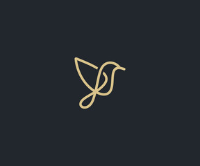 luxury bird logo design template. line art style logo