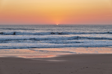 Beautiful Sunset in Areias Brancas beach in Lourinha, Portugal