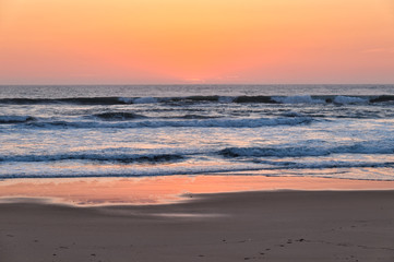 Beautiful Sunset in Areias Brancas beach in Lourinha, Portugal