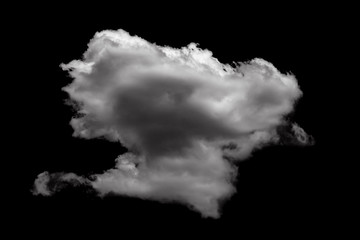 White cloud isolated over a black background realistic cloud.