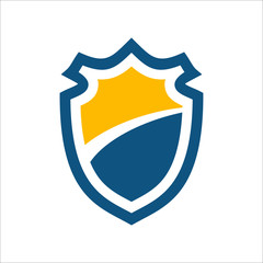 blue and orange shield icon vector graphic