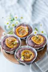 スライスオレンジのチョコレートケーキ