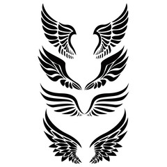 Black silhouette wings emblem collection