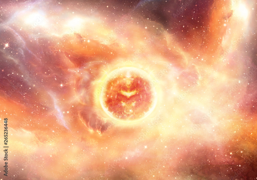 Poster abstract exploding supernova in a multicolored energetic nebula galaxy artwork