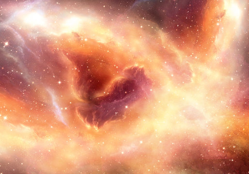 Unique Smooth Artistic Glowing Multicolored Nebula Galaxy In Deep Space Artwork Background