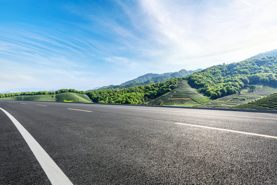 New highway road and beautiful mountain natural landscape