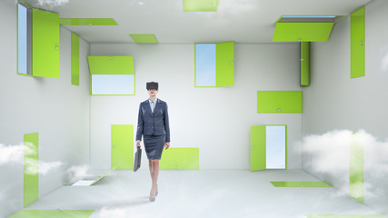 Fototapeta premium Right decision making and virtual reality. Mixed media