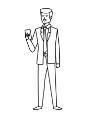elegant businessman calling with smartphone