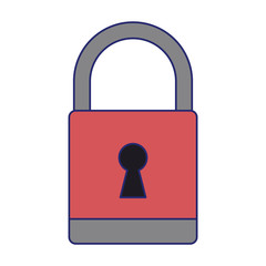 padlock icon cartoon blue lines