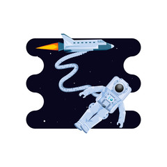 space astronaut with spaceship scene