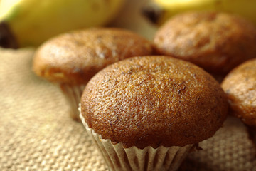tasty banana cupcake, banana muffins, close-up