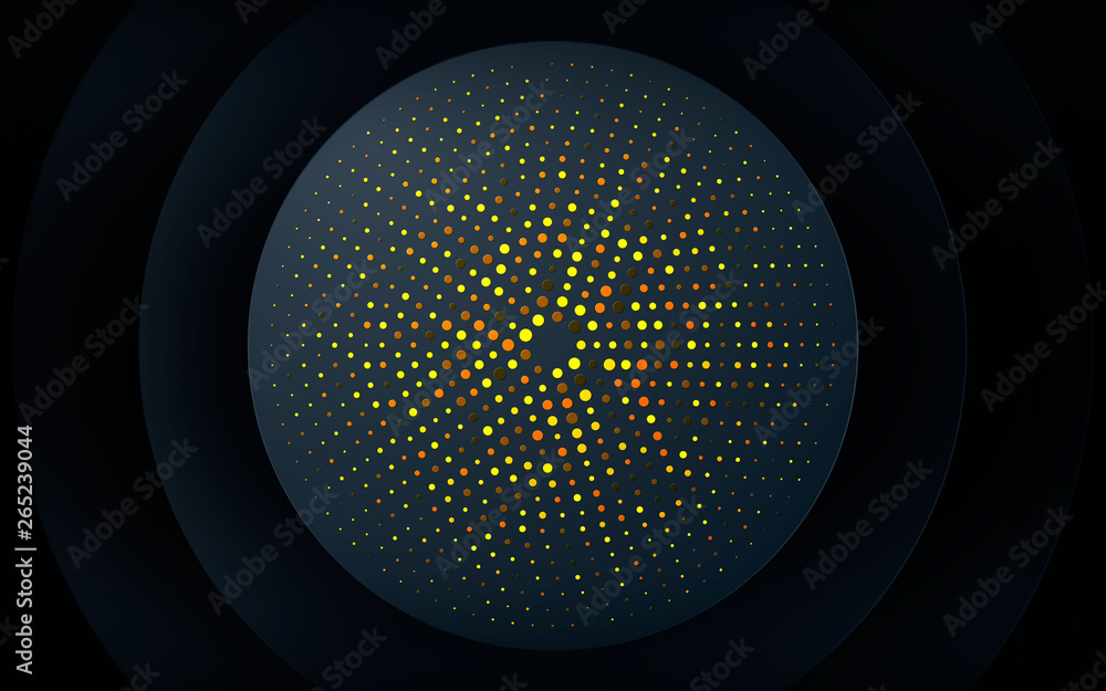 Poster dark abstract background with overlap layers. realistic texture with golden glitters dots element de