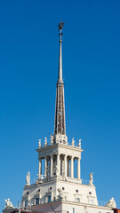 Obraz premium Tower with a long steeple of sea port in Sochi, Russia.