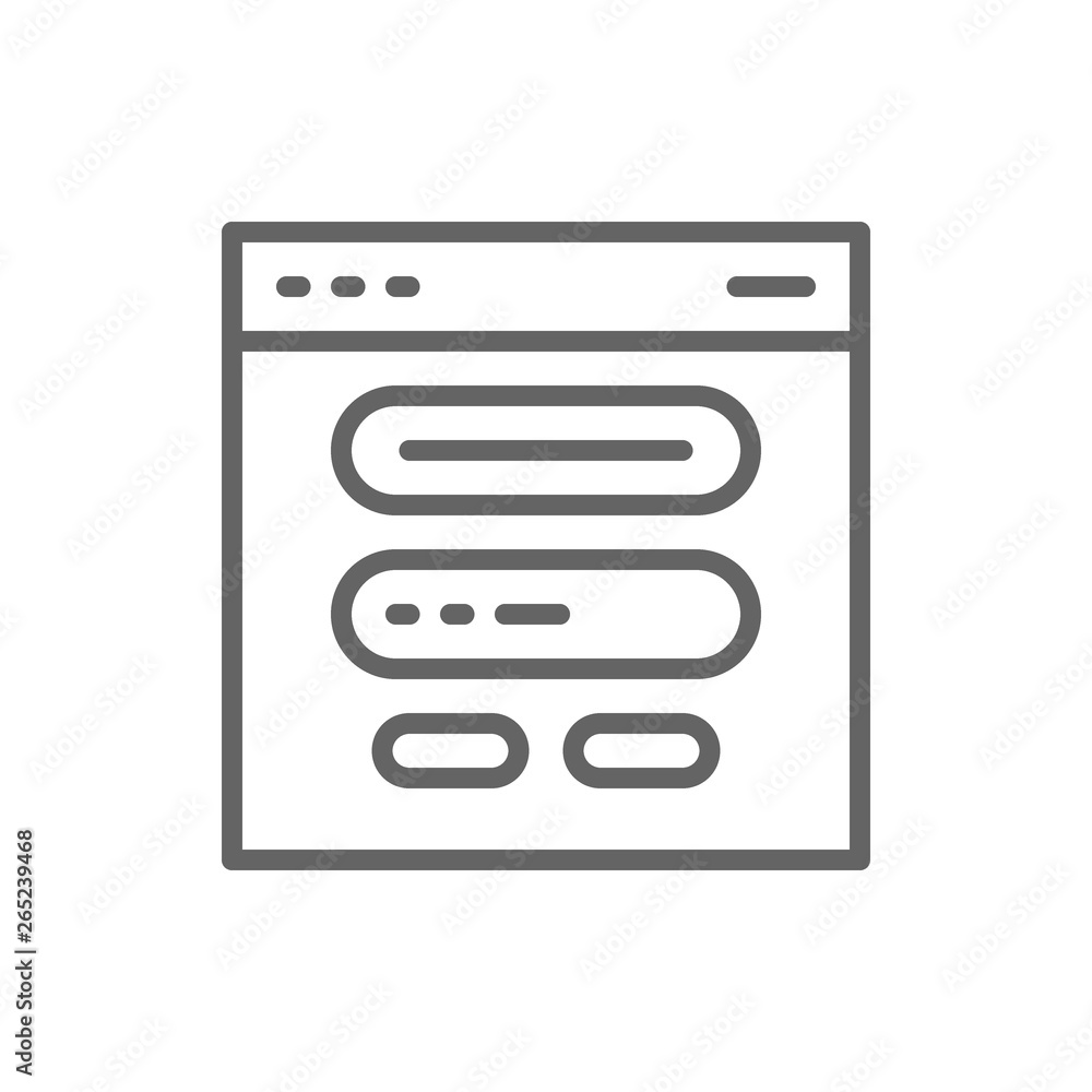 Poster browser window, website and site line icon.