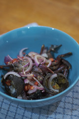 Thai street food, Salted crab is a pickled crab use in papaya salad.