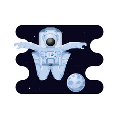 moon satellite with astronaut space scene