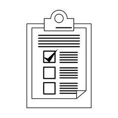 Clipboard checklist document symbol in black and white