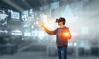 Virtual reality experience. Technologies of the future. Mixed media