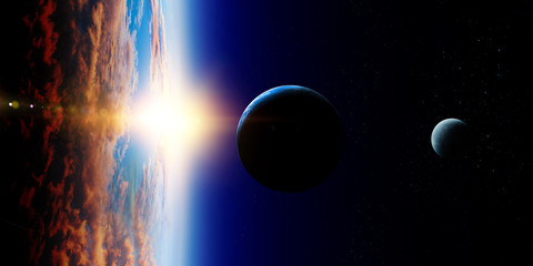 Abstract planets and space background