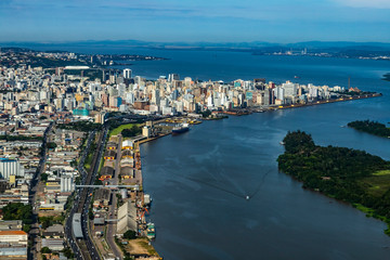 Fototapeta na wymiar Large cities seen from above. City of Porto Alegre of the state of Rio Grande do Sul, Brazil South America. 