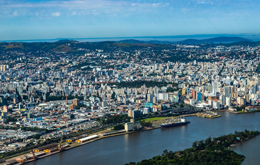 Fototapeta na wymiar Large cities seen from above. City of Porto Alegre of the state of Rio Grande do Sul, Brazil South America. 