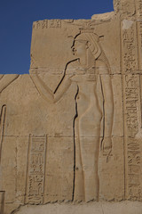Kom Ombo, Egypt: Detail of carvings at Kom Ombo Temple, a unique double temple built during the Ptolemaic dynasty, 180-47 BC.