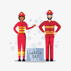 labour day celebration with firefighters