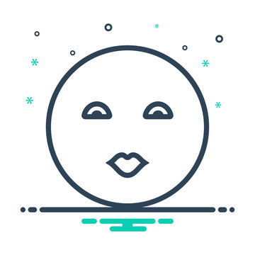 Mix line icon for kiss osculation 