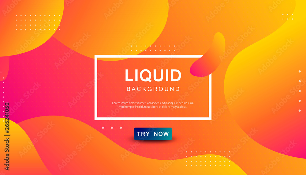 Poster gradient liquid color background. dynamic textured geometric element design with dots decoration. mo